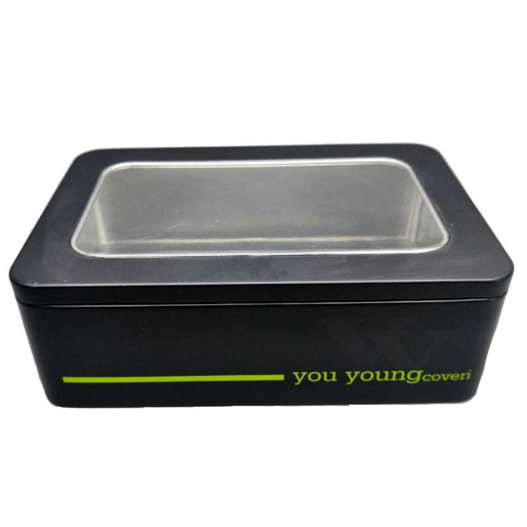 Ορθογώνιο κουτί από τσίγκινο με μεγάλο παράθυρο PVC στο καπάκι (1)