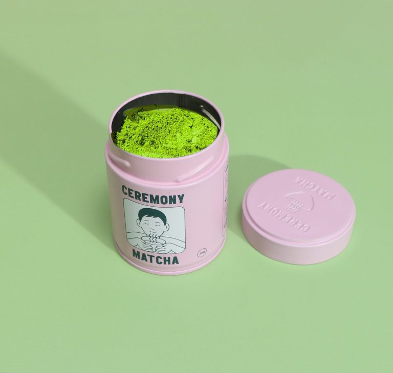 matcha in round tin