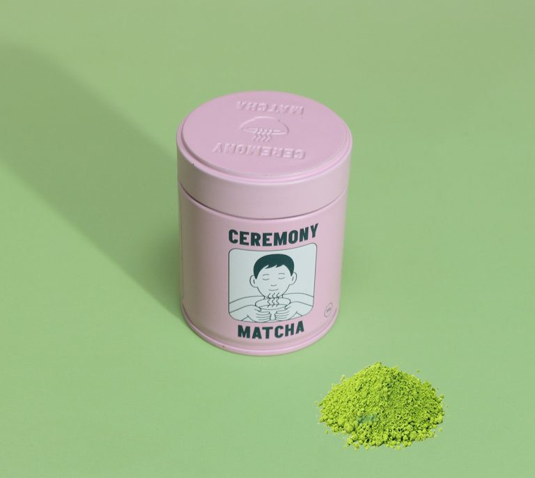 round matcha tin container